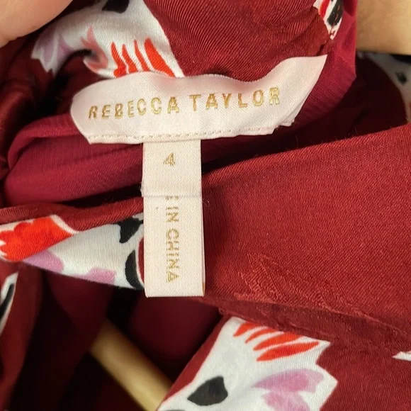 Rebecca Taylor Dress Paintbrush Floral Silk Blend Lined, Size 4 - Picture 13 of 16